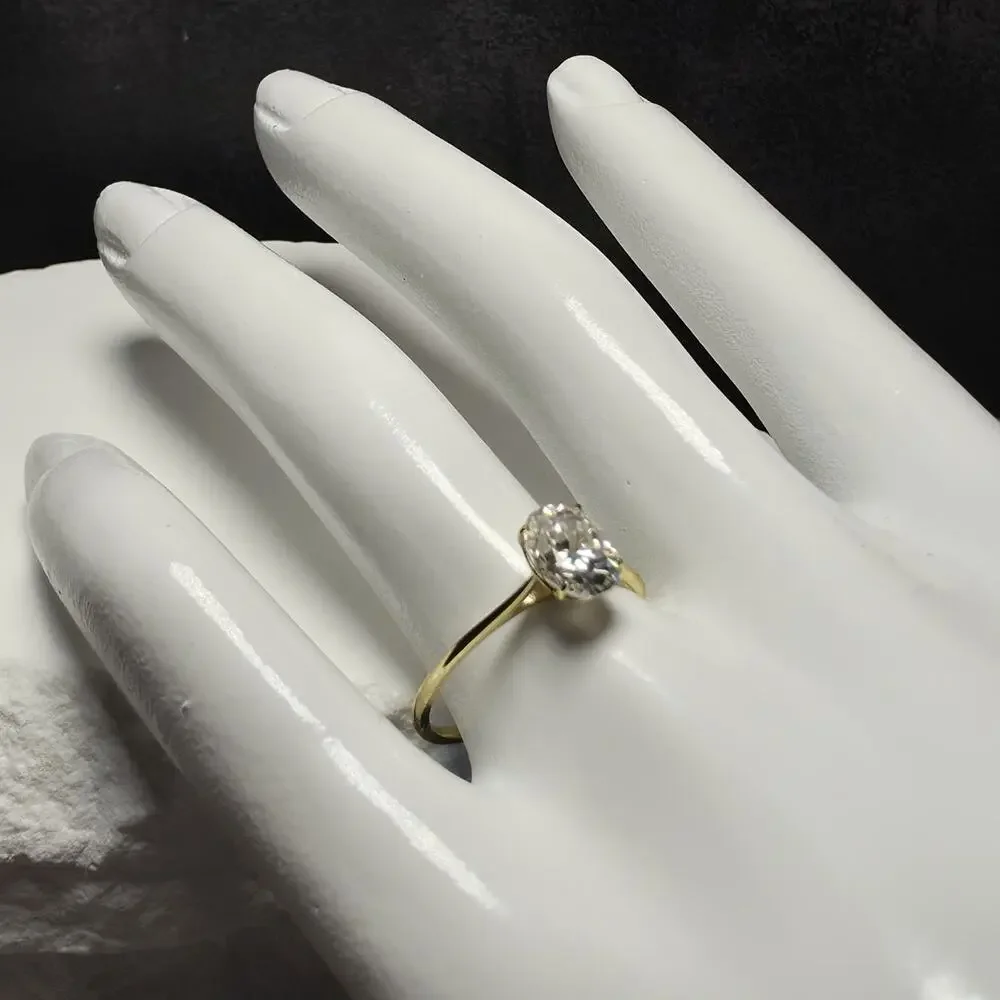 1.5 CTW Oval Moissanite Solitaire Ring in Gold Plated Sterling Silver - Size...
